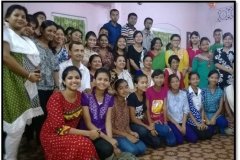 Guru Jna Rajkumari with our students after performing Jonojatiyo Geet, 2014